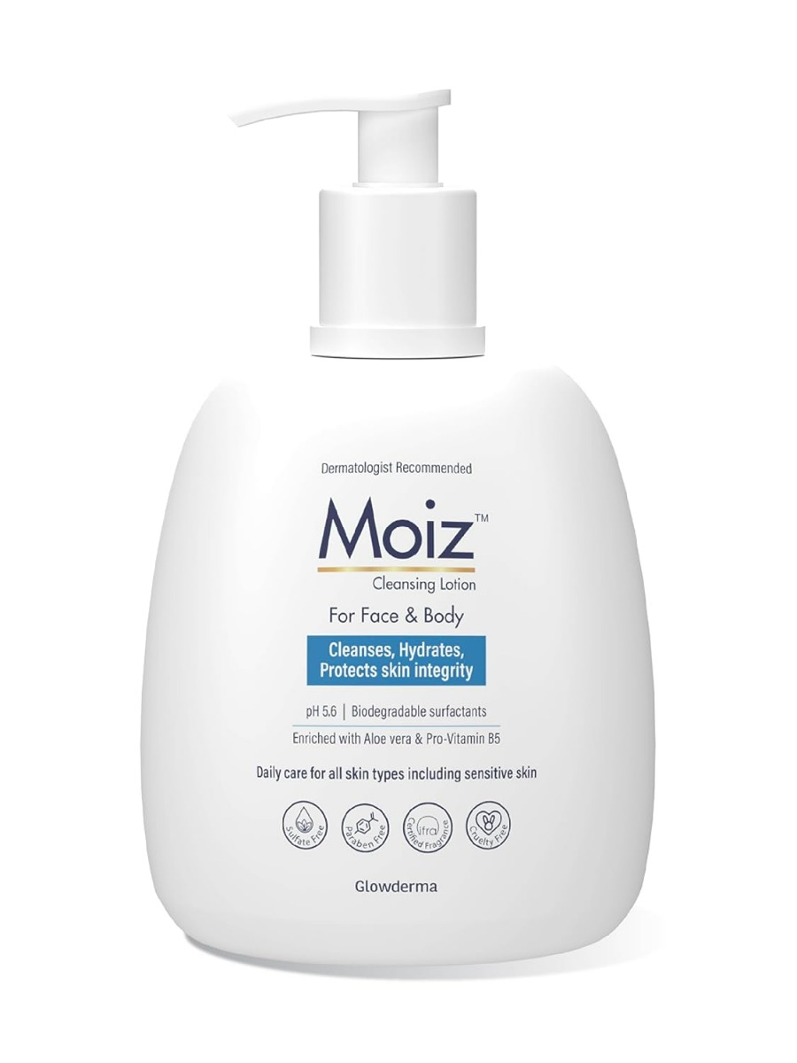 Moiz Cleansing Lotion 400 ml | With Aloe Vera & Pro Vitamin B5 | Gently Cleanses, Hydrates & Protects | Skin Friendly pH 5.5 | For Face & Body | For All Skin Type, Sensitive Skin, Pack of 1 Moiz Cleansing Lotion 400 ml | With Aloe Vera & Pro Vitamin B5 | Gently Cleanses, Hydrates & Protects | Skin Friendly pH 5.5 | For Face & Body | For All Skin Type, Sensitive Skin, Pack of 1