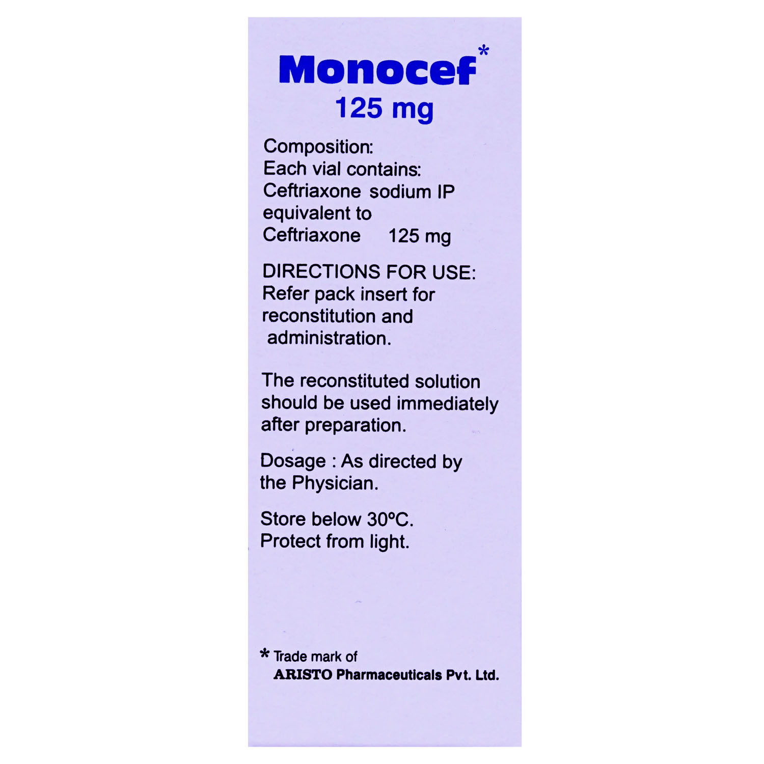 Monocef 125mg Injection 1's, Pack of 1 INJECTION Monocef 125mg Injection 1's, Pack of 1 INJECTION