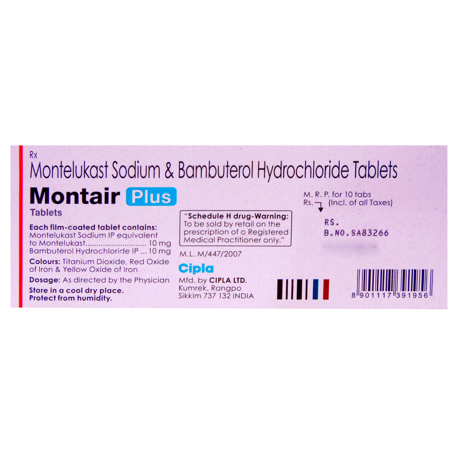 Montair Plus Tablet 10's, Pack of 10 TABLETS Montair Plus Tablet 10's, Pack of 10 TABLETS