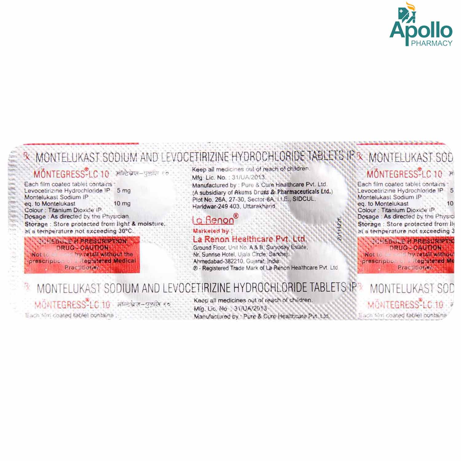 Montegress LC 10 Tablet 10's, Pack of 10 TABLETS Montegress LC 10 Tablet 10's, Pack of 10 TABLETS