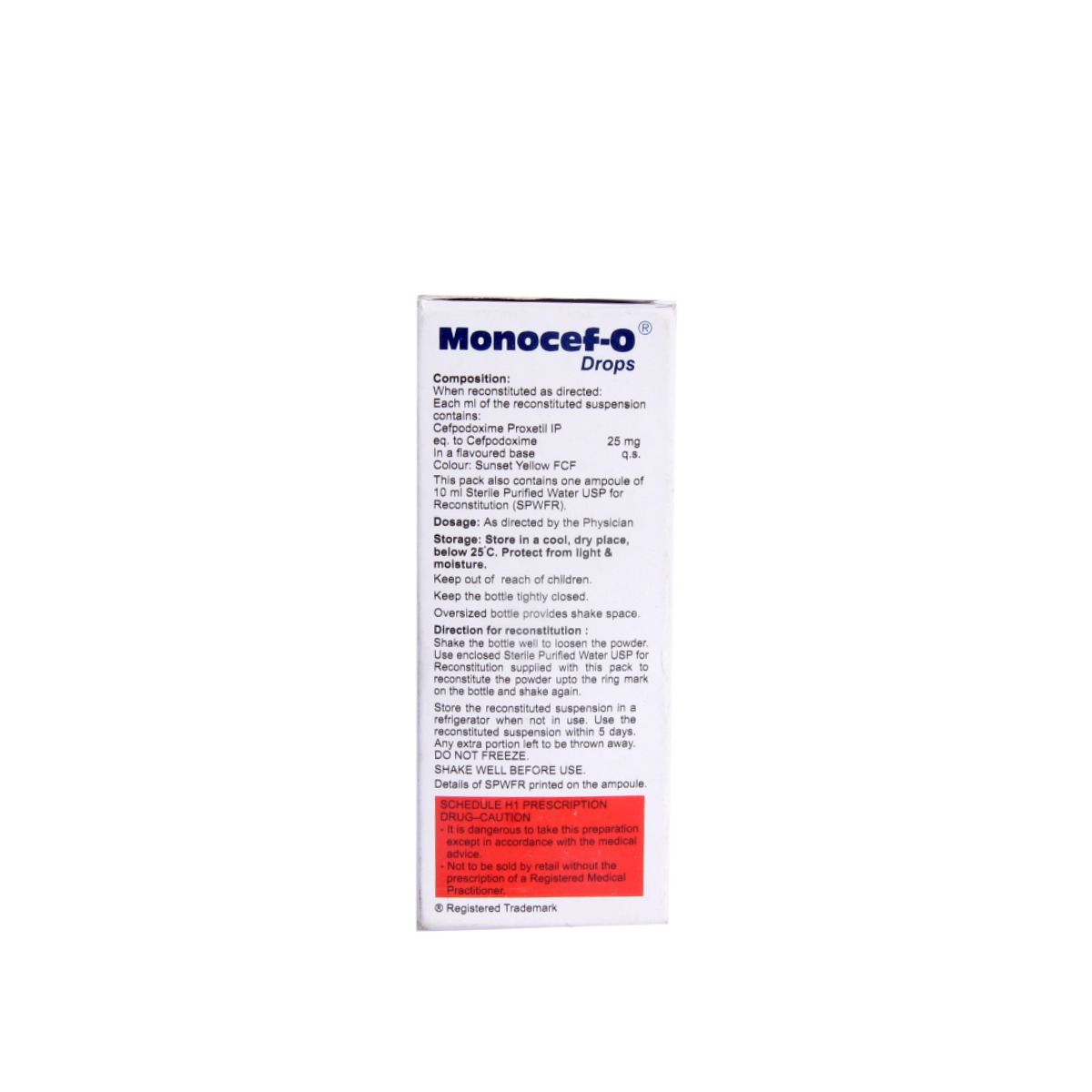 Monocef-O 25 mg Oral Drops 10 ml, Pack of 1 Oral Drops Monocef-O 25 mg Oral Drops 10 ml, Pack of 1 Oral Drops