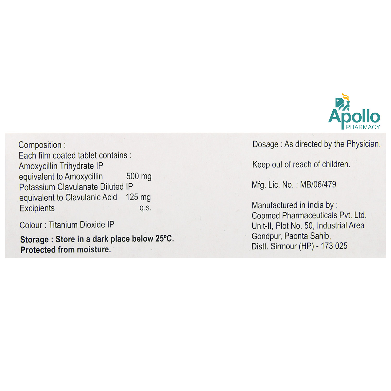 Moxiforce CV 625 Tablet 10's, Pack of 10 TABLETS Moxiforce CV 625 Tablet 10's, Pack of 10 TABLETS