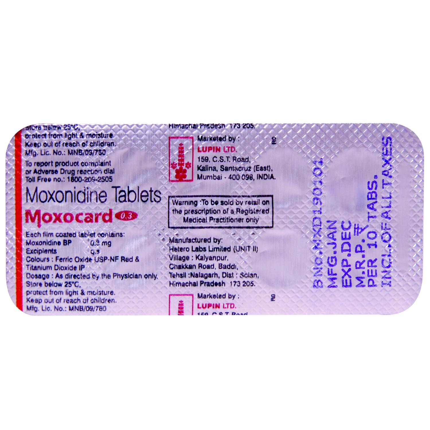 Moxocard 0.3 Tablet 10's, Pack of 10 TABLETS Moxocard 0.3 Tablet 10's, Pack of 10 TABLETS