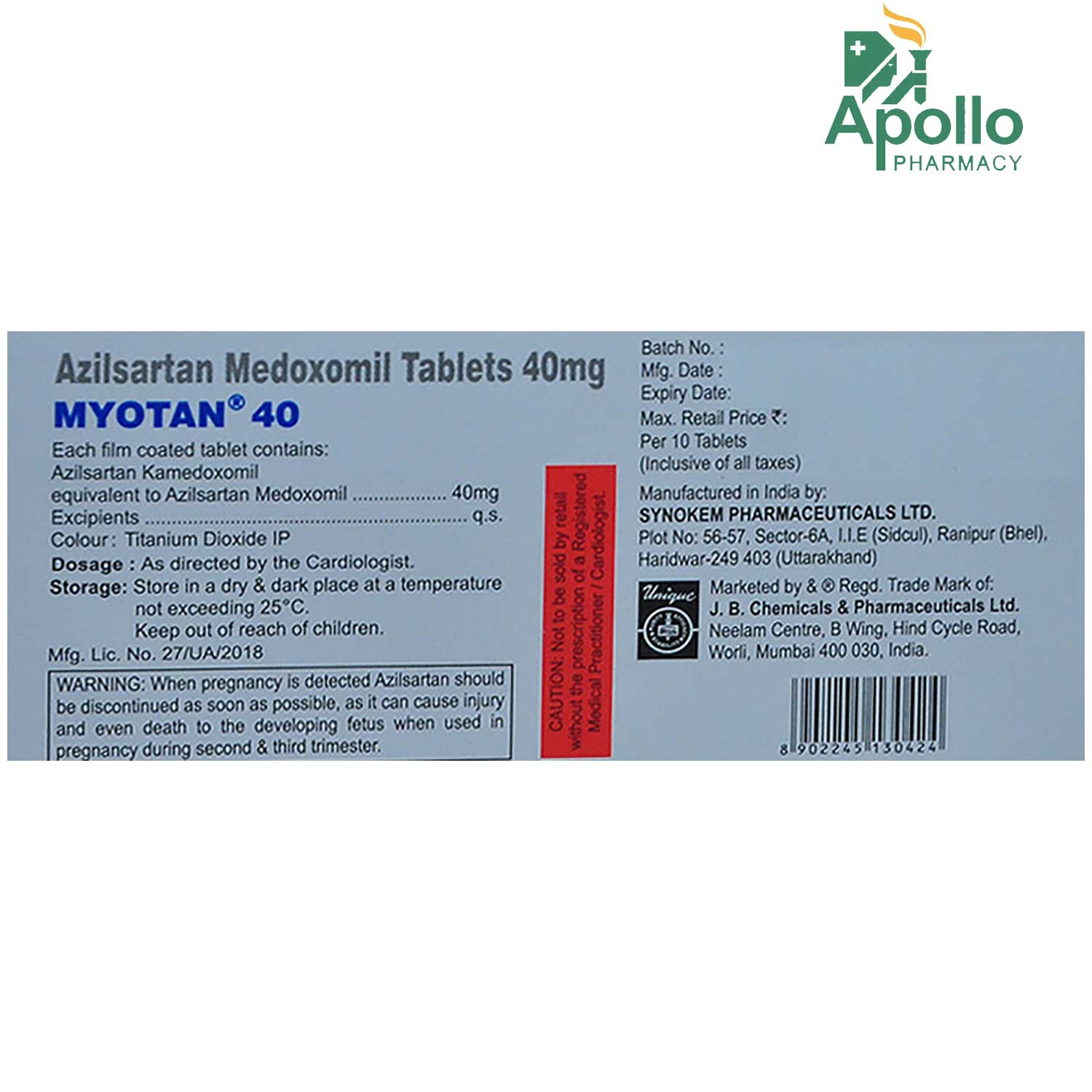 Myotan 40 Tablet 10's, Pack of 10 TABLETS Myotan 40 Tablet 10's, Pack of 10 TABLETS