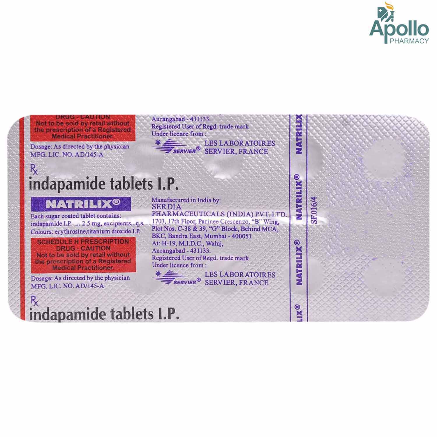 Natrilix Tablet 10's, Pack of 10 TabletS Natrilix Tablet 10's, Pack of 10 TabletS