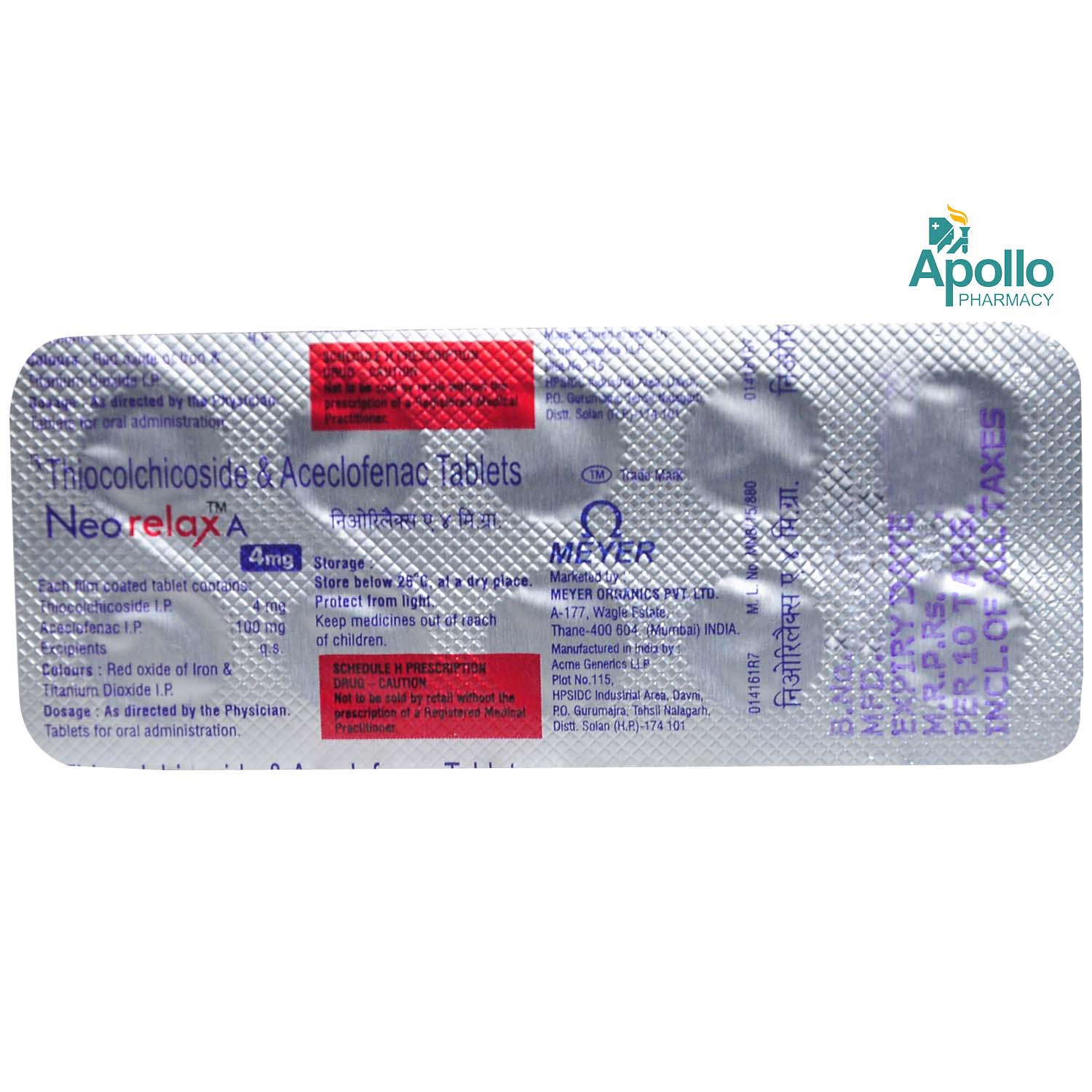 Neorelax A 4 mg Tablet 10's, Pack of 10 Neorelax A 4 mg Tablet 10's, Pack of 10