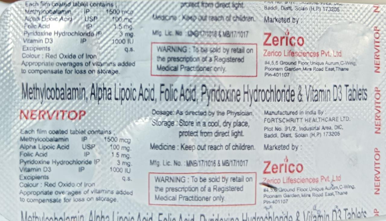 Nervitop Tablet 10's, Pack of 10 Nervitop Tablet 10's, Pack of 10