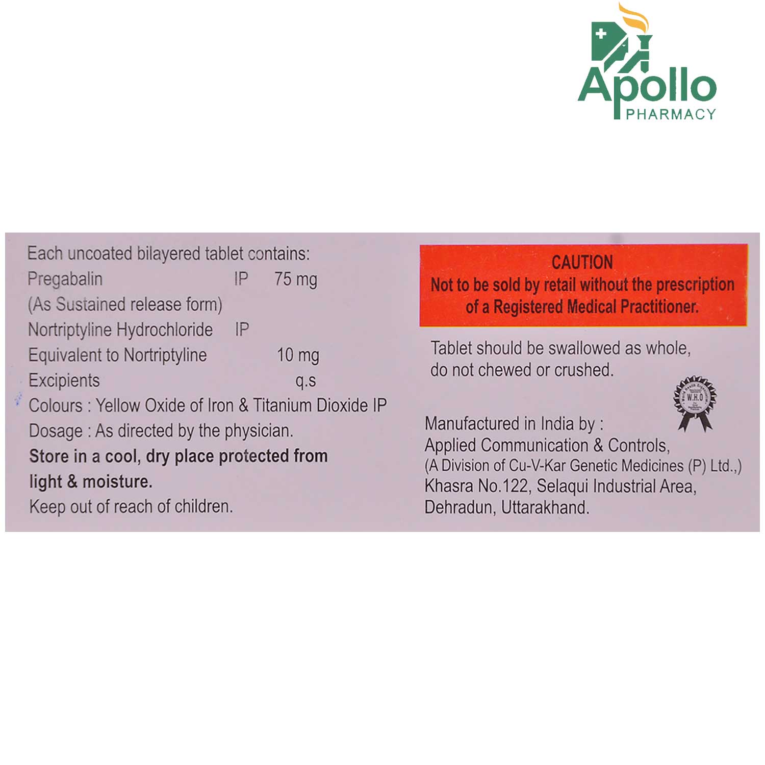Neurostab NT 75 Tablet 10's, Pack of 10 Neurostab NT 75 Tablet 10's, Pack of 10