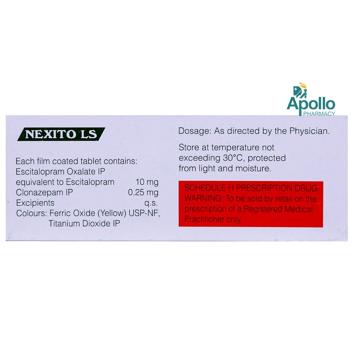 Nexito LS Tablet 10's, Pack of 10 TABLETS Nexito LS Tablet 10's, Pack of 10 TABLETS
