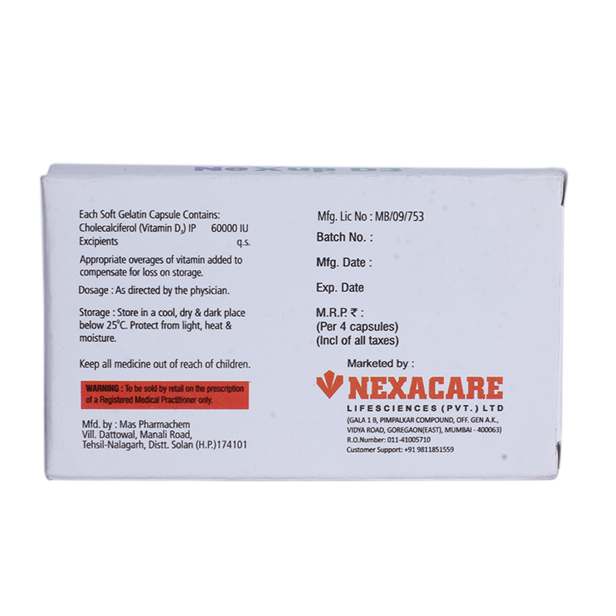 Nexup D3 60K Capsule 4's, Pack of 4 Nexup D3 60K Capsule 4's, Pack of 4