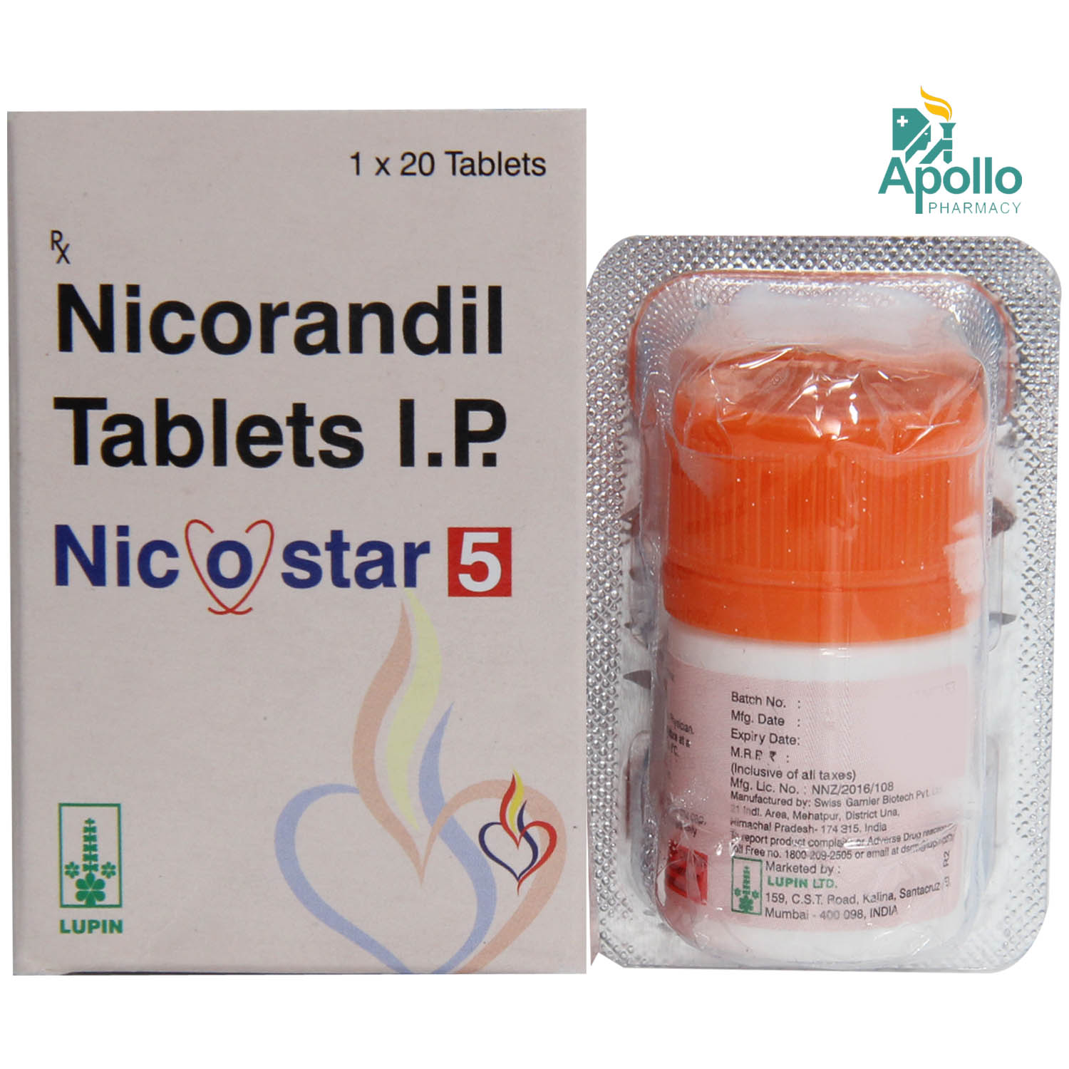 Nicostar 5 mg Tablet 20's, Pack of 1 TABLET Nicostar 5 mg Tablet 20's, Pack of 1 TABLET