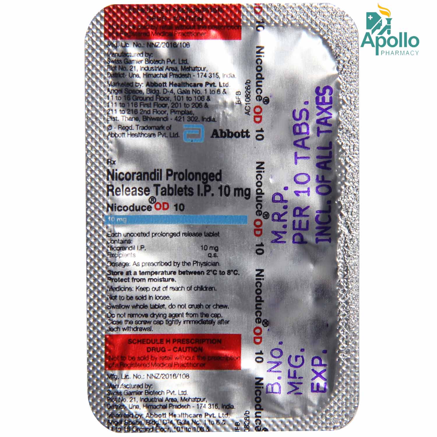 Nicoduce OD 10 Tablet 10's, Pack of 10 TABLETS Nicoduce OD 10 Tablet 10's, Pack of 10 TABLETS