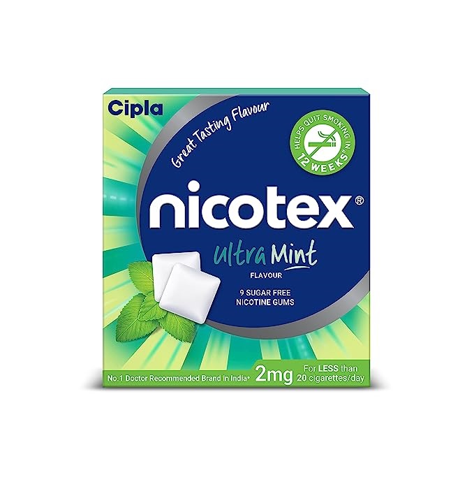 Nicotex 2 mg Sugar Free Ultra Mint Gums 9's, Pack of 9 Chewing GumS Nicotex 2 mg Sugar Free Ultra Mint Gums 9's, Pack of 9 Chewing GumS