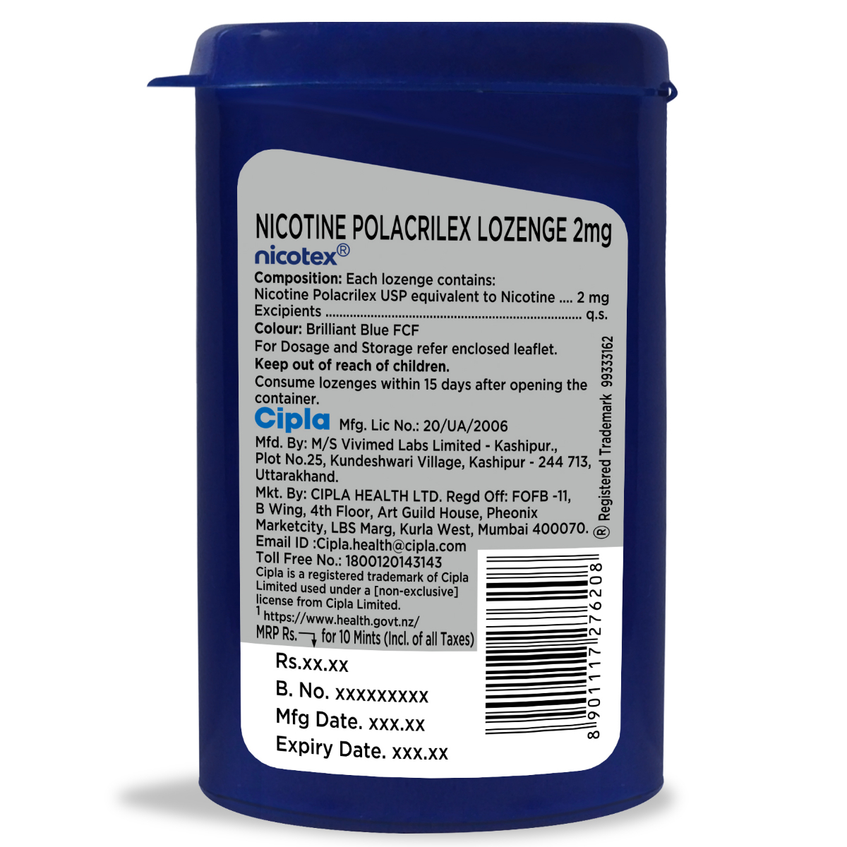 Nicotex 2 mg Big Loz Mint Plus Chewing Gums 10's, Pack of 10 Nicotex 2 mg Big Loz Mint Plus Chewing Gums 10's, Pack of 10