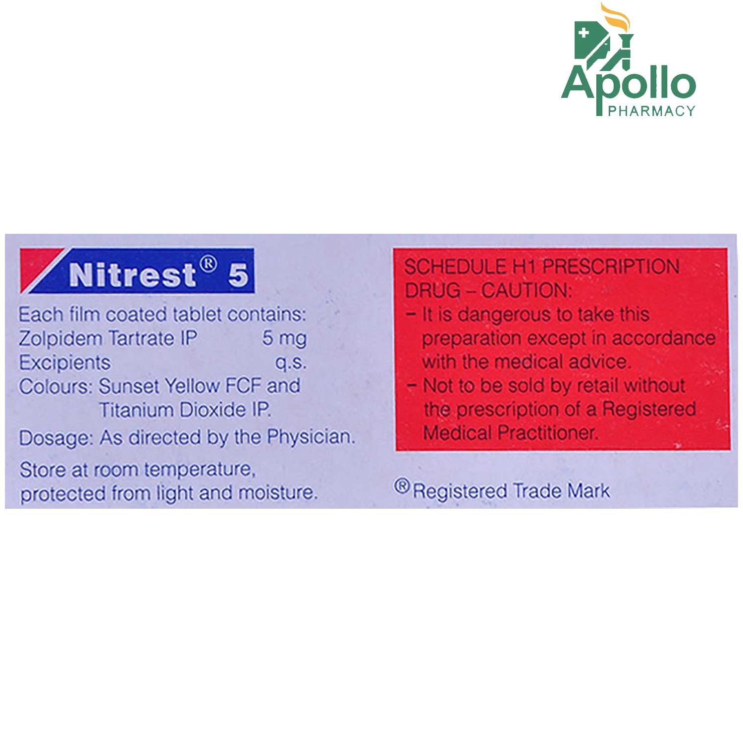 NITREST 5MG TABLET, Pack of 10 TABLETS NITREST 5MG TABLET, Pack of 10 TABLETS