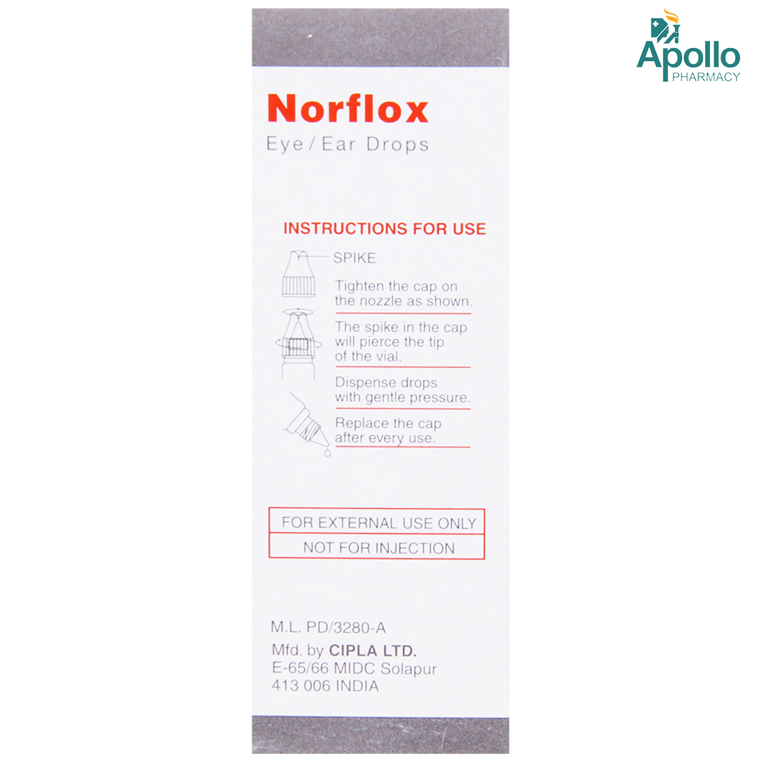 Norflox Eye/Ear Drops 10 ml, Pack of 1 Eye/Ear Drops Norflox Eye/Ear Drops 10 ml, Pack of 1 Eye/Ear Drops