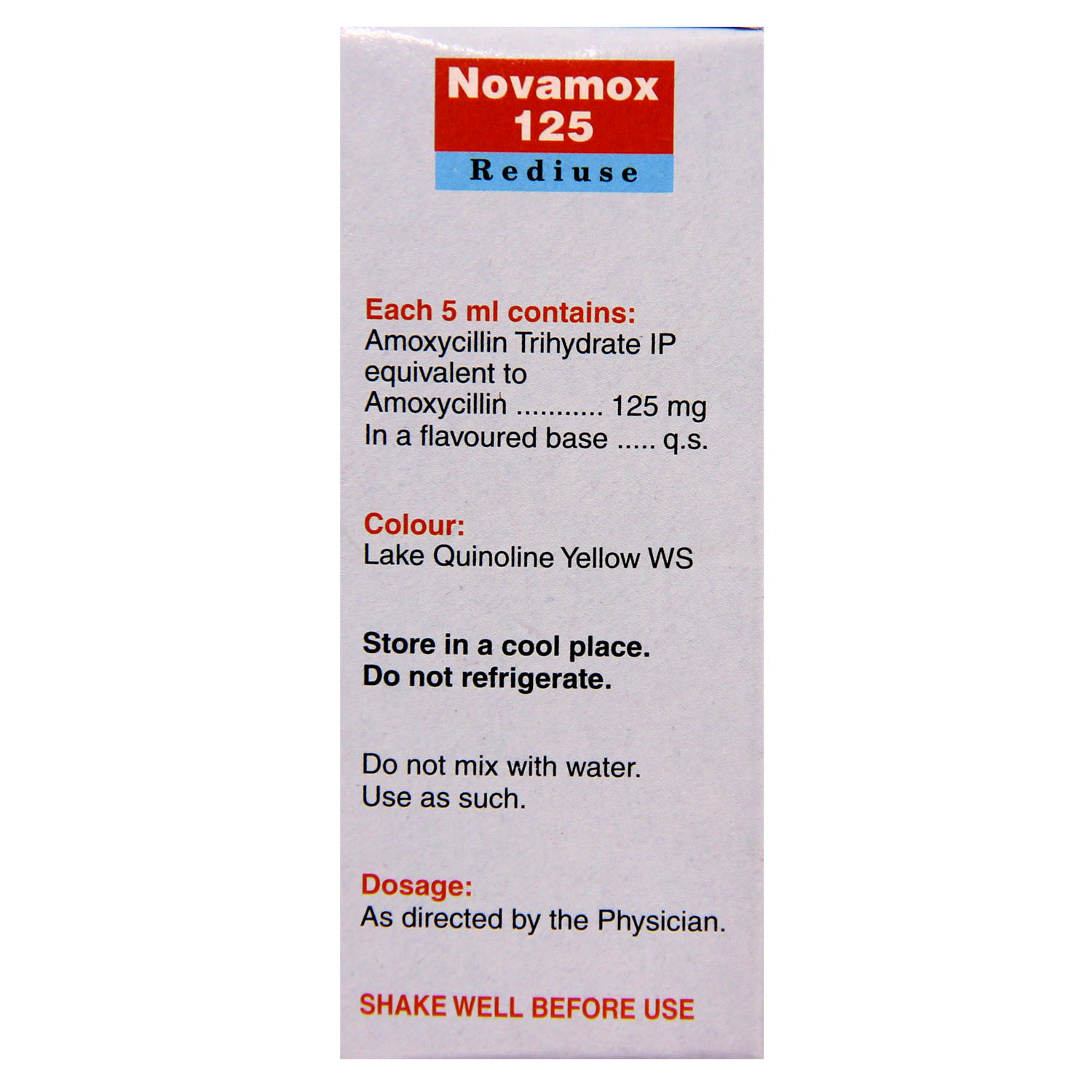 Novamox 125 Rediuse Oral Suspension 30 ml, Pack of 1 ORAL SUSPENSION Novamox 125 Rediuse Oral Suspension 30 ml, Pack of 1 ORAL SUSPENSION