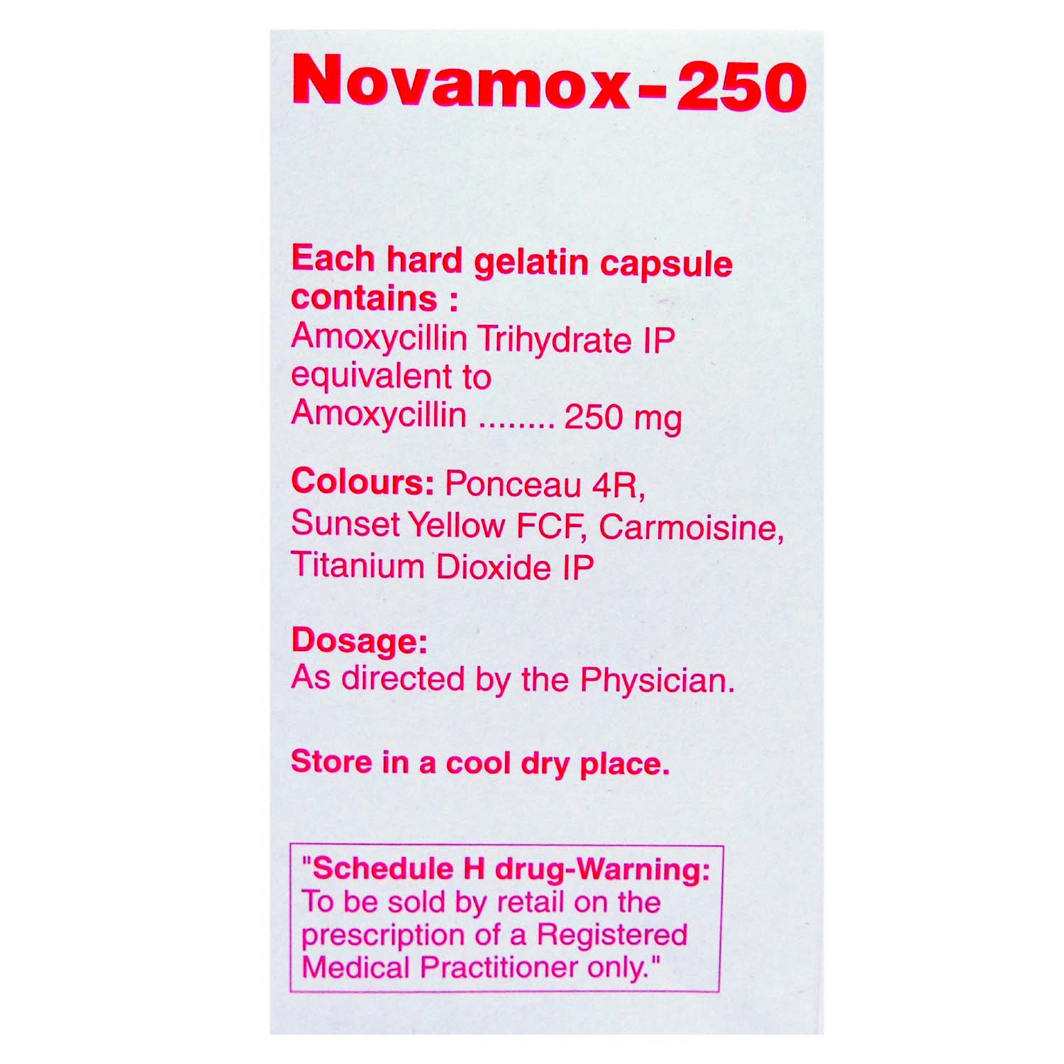 Novamox-250 Capsule 15's, Pack of 15 CAPSULES Novamox-250 Capsule 15's, Pack of 15 CAPSULES