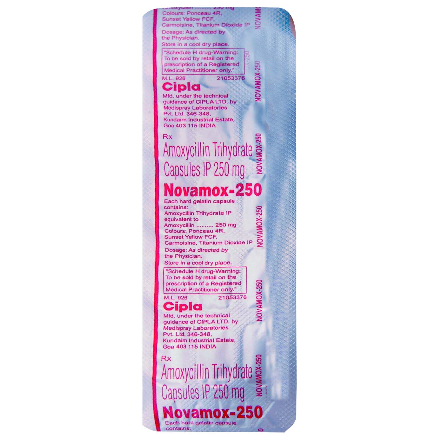 Novamox-250 Capsule 15's, Pack of 15 CAPSULES Novamox-250 Capsule 15's, Pack of 15 CAPSULES