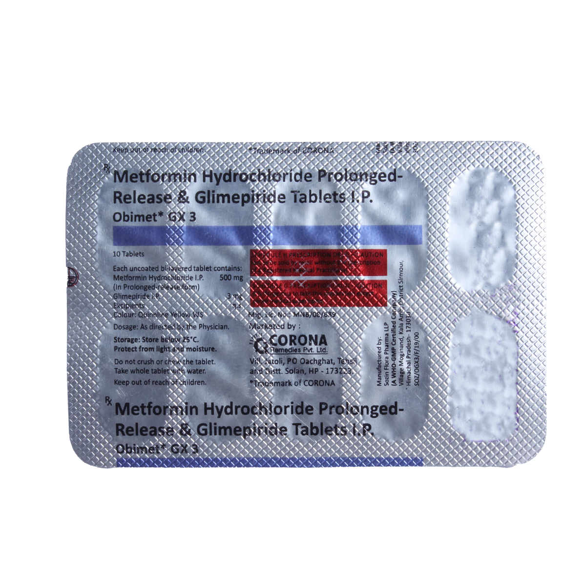 Obimet GX 3 Tablet 10's, Pack of 10 TabletS Obimet GX 3 Tablet 10's, Pack of 10 TabletS