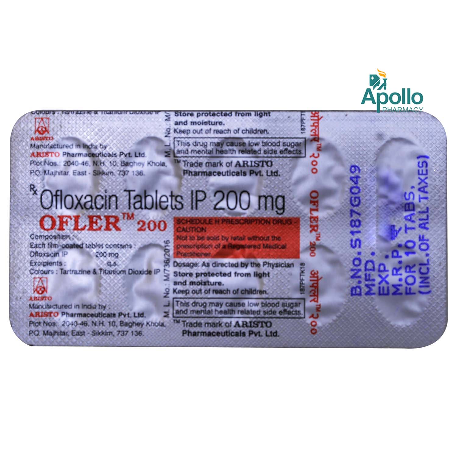 OFLER 200MG TABLET, Pack of 10 TABLETS OFLER 200MG TABLET, Pack of 10 TABLETS
