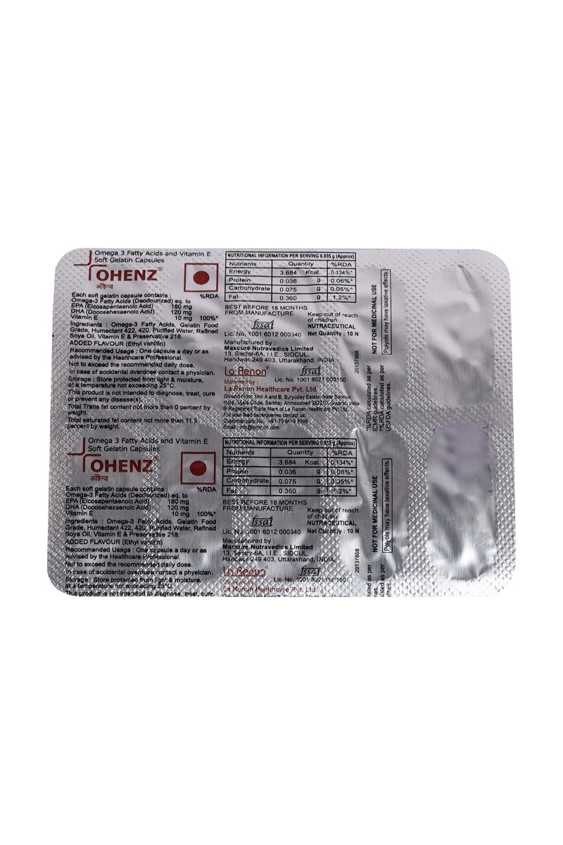 Ohenz Softgel Capsule 10's, Pack of 10 CAPSULES Ohenz Softgel Capsule 10's, Pack of 10 CAPSULES
