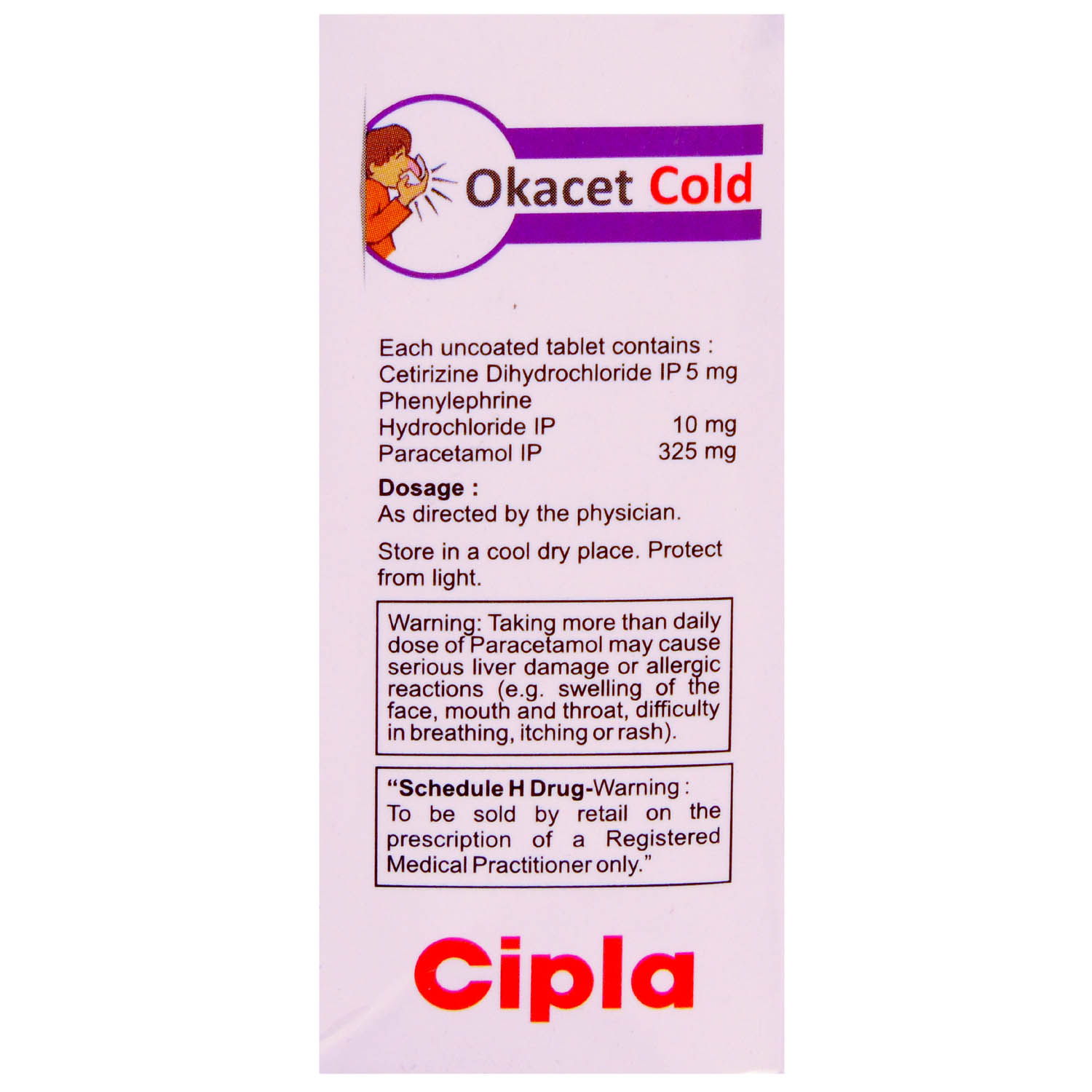Okacet Cold Tablet 10's, Pack of 10 TABLETS Okacet Cold Tablet 10's, Pack of 10 TABLETS