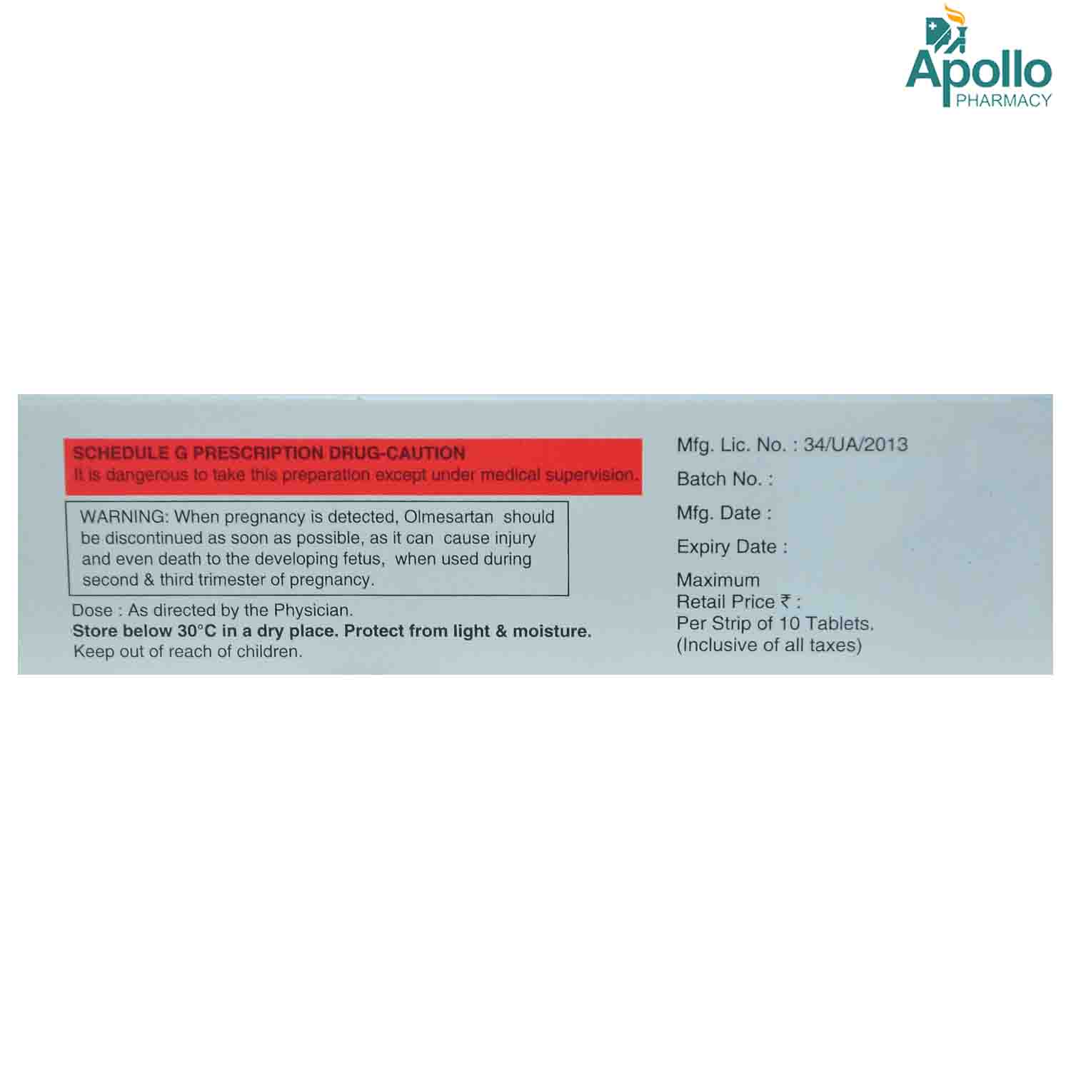 Olmark CT 20 Tablet 10's, Pack of 10 TabletS Olmark CT 20 Tablet 10's, Pack of 10 TabletS