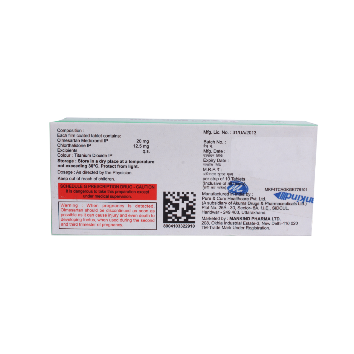 Olmetime-Ct 20mg Tablet 10's, Pack of 10 TabletS Olmetime-Ct 20mg Tablet 10's, Pack of 10 TabletS