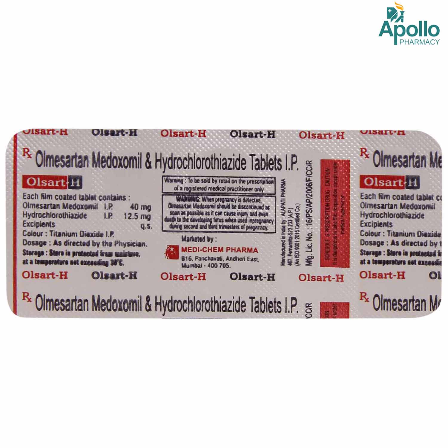 Olsart-H 40 mg Tablet 10's, Pack of 10 TabletS Olsart-H 40 mg Tablet 10's, Pack of 10 TabletS