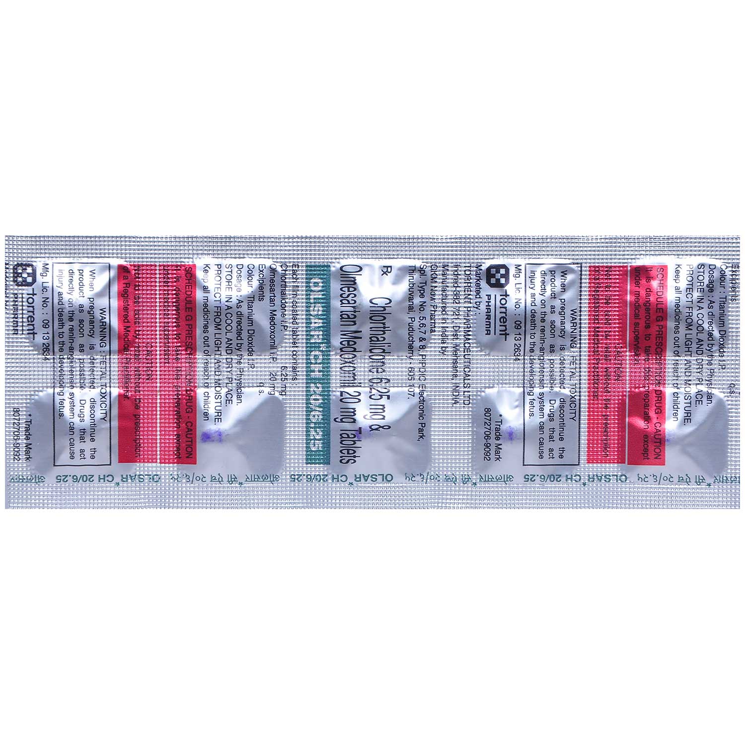 Olsar CH 20 mg/6.25 mg Tablet 10's, Pack of 10 TABLETS Olsar CH 20 mg/6.25 mg Tablet 10's, Pack of 10 TABLETS