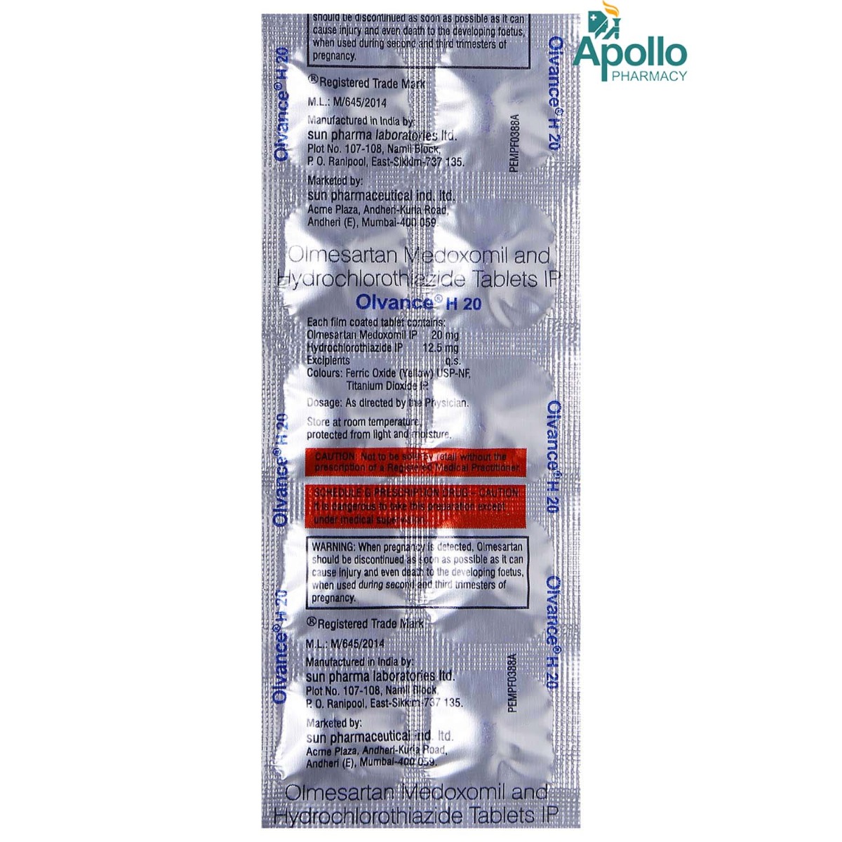 Olvance H 20 Tablet 10's, Pack of 10 TABLETS Olvance H 20 Tablet 10's, Pack of 10 TABLETS