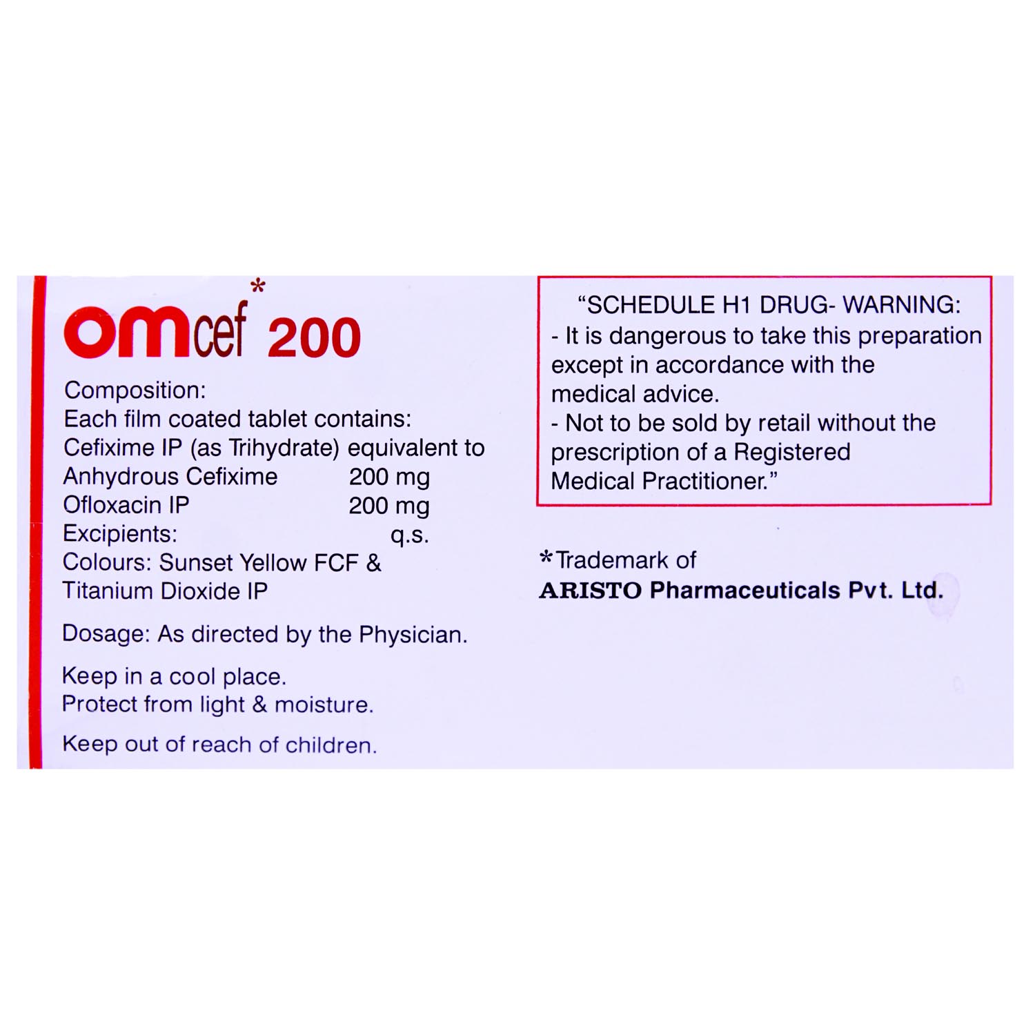 Omcef 200 Tablet 10's, Pack of 10 TABLETS Omcef 200 Tablet 10's, Pack of 10 TABLETS
