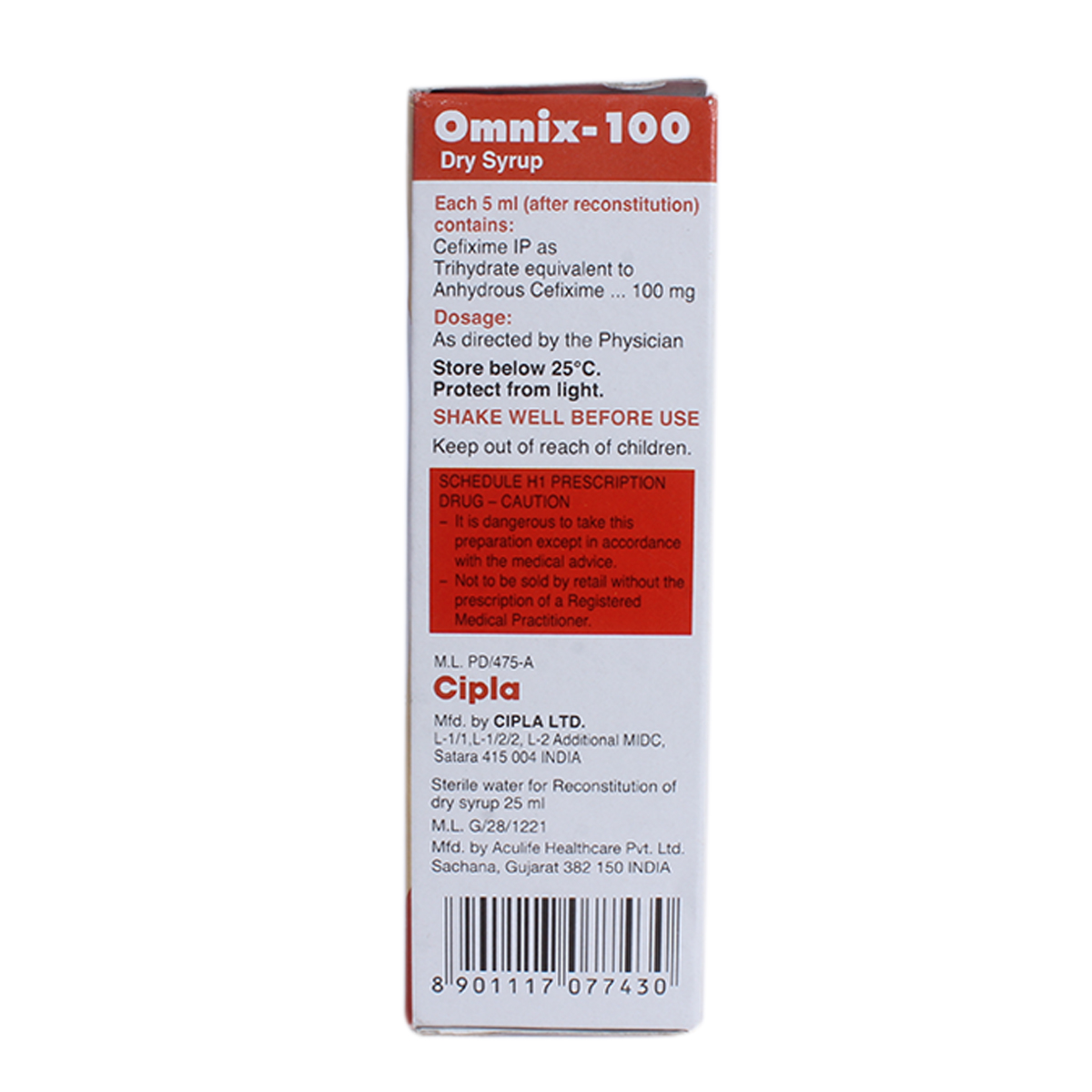 Omnix 100 Dry Syrup 30 ml, Pack of 1 Syrup Omnix 100 Dry Syrup 30 ml, Pack of 1 Syrup