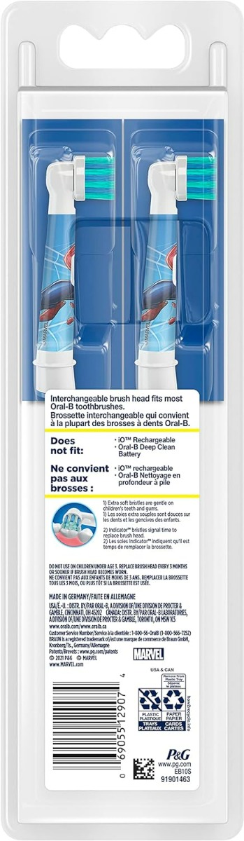 Oral-B Spiderman 3+ Years Brush Heads, 2 Count, Pack of 1 Oral-B Spiderman 3+ Years Brush Heads, 2 Count, Pack of 1