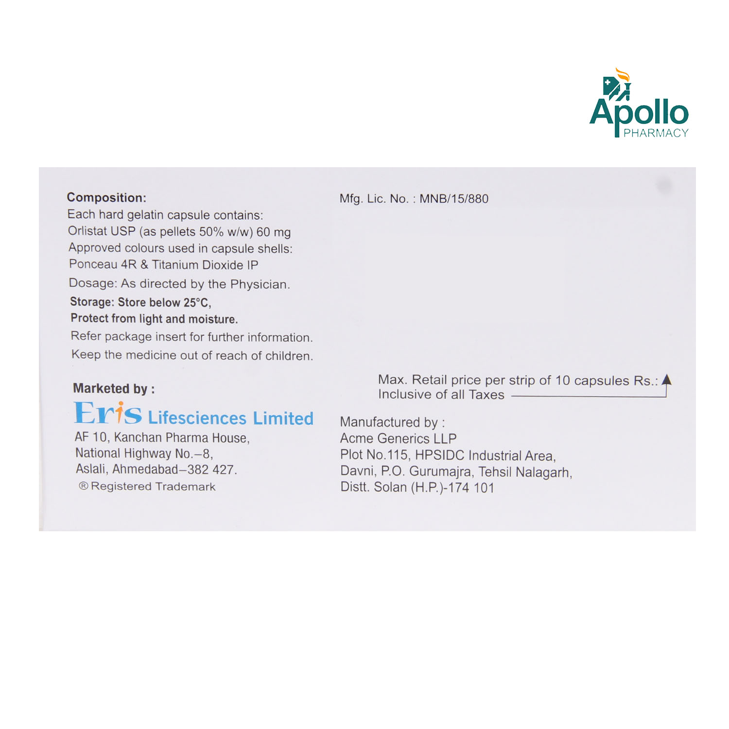 Orlean 60 Capsule 10's, Pack of 10 CAPSULES Orlean 60 Capsule 10's, Pack of 10 CAPSULES