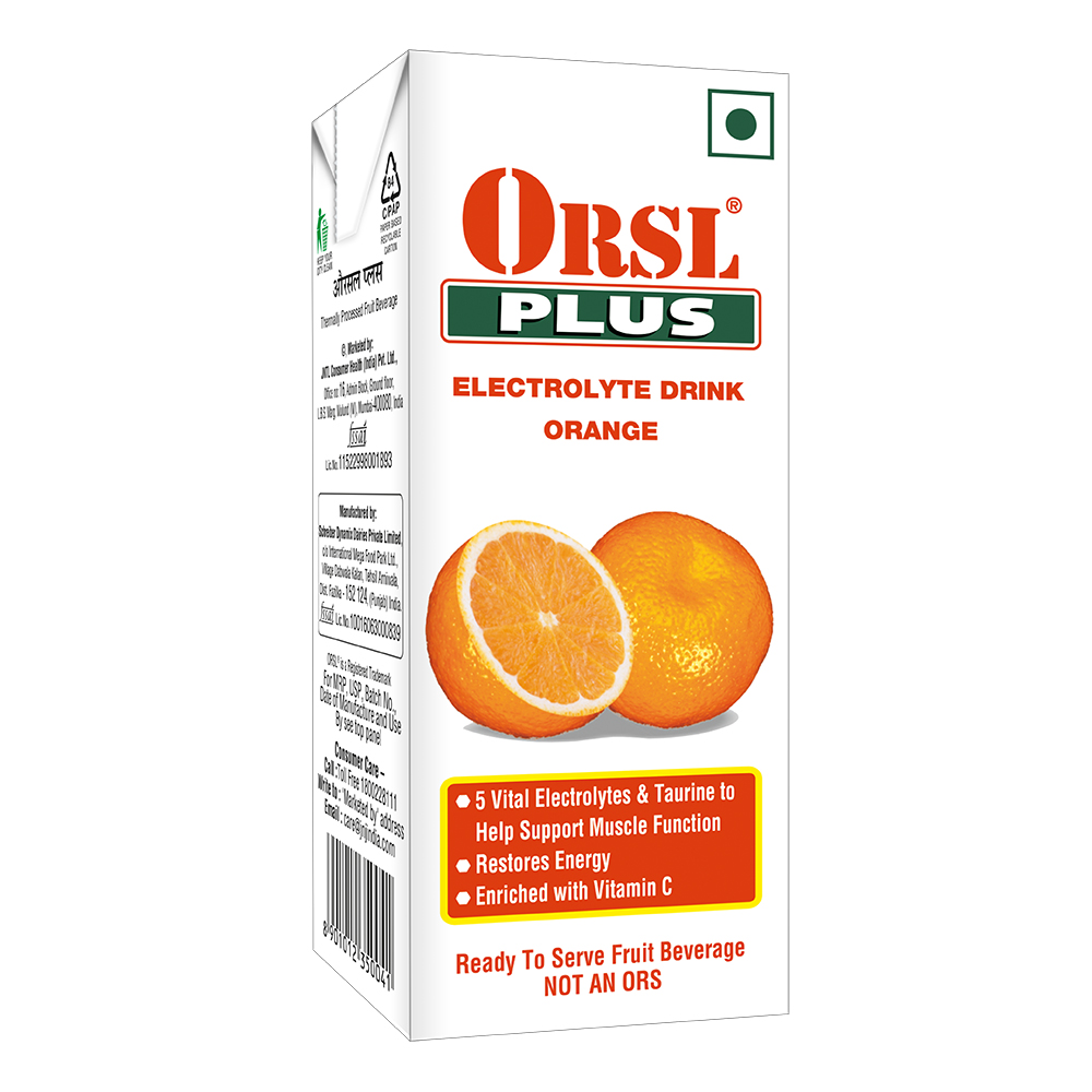 ORSL Plus Electrolyte Orange Drink, 200 ml