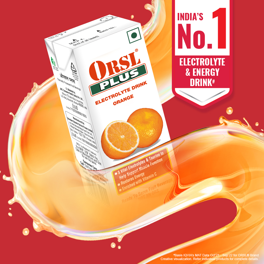 ORSL Plus Electrolyte Orange Drink, 200 ml, Pack of 1