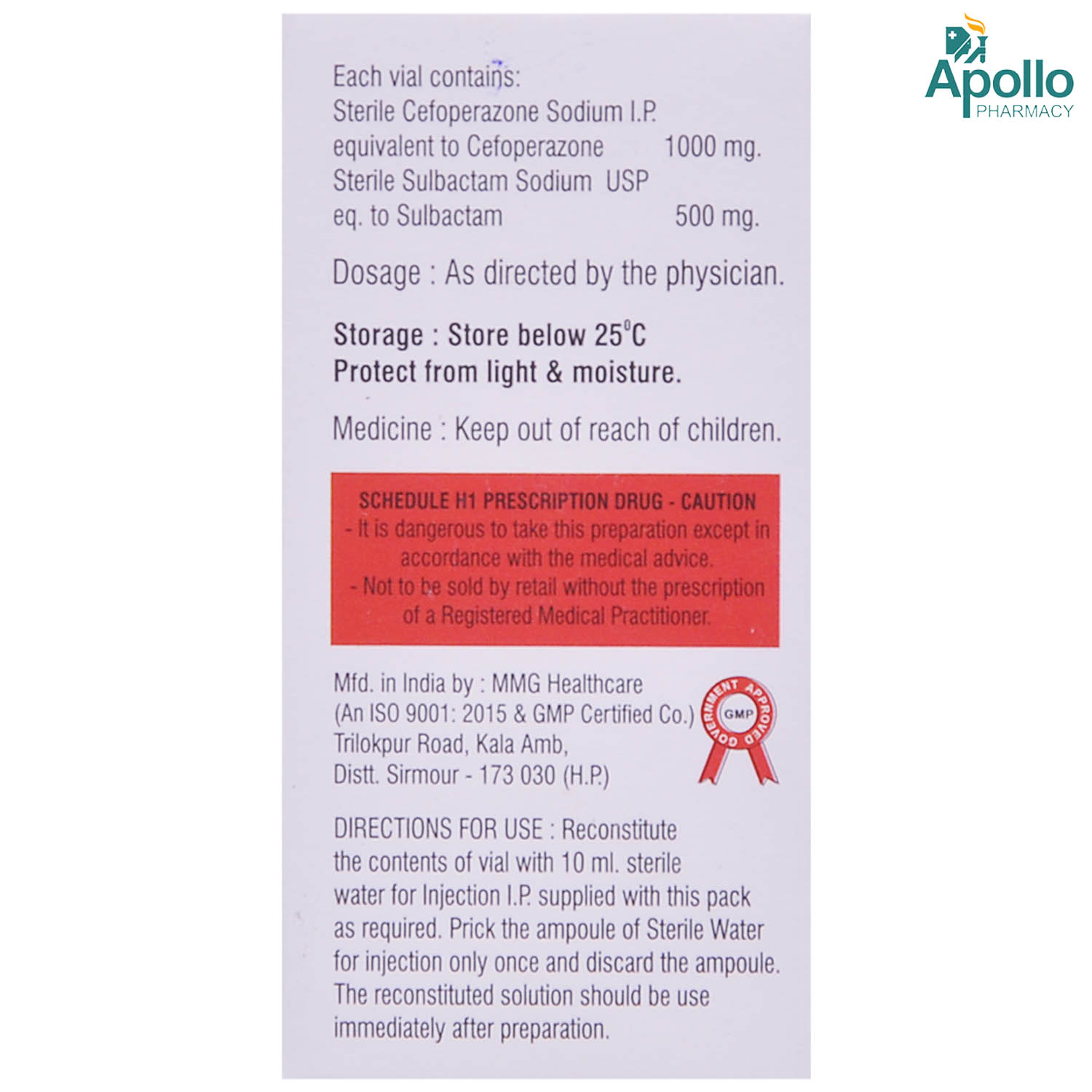 OTTAZONE SB 1.5GM INJECTION, Pack of 1 Injection OTTAZONE SB 1.5GM INJECTION, Pack of 1 Injection