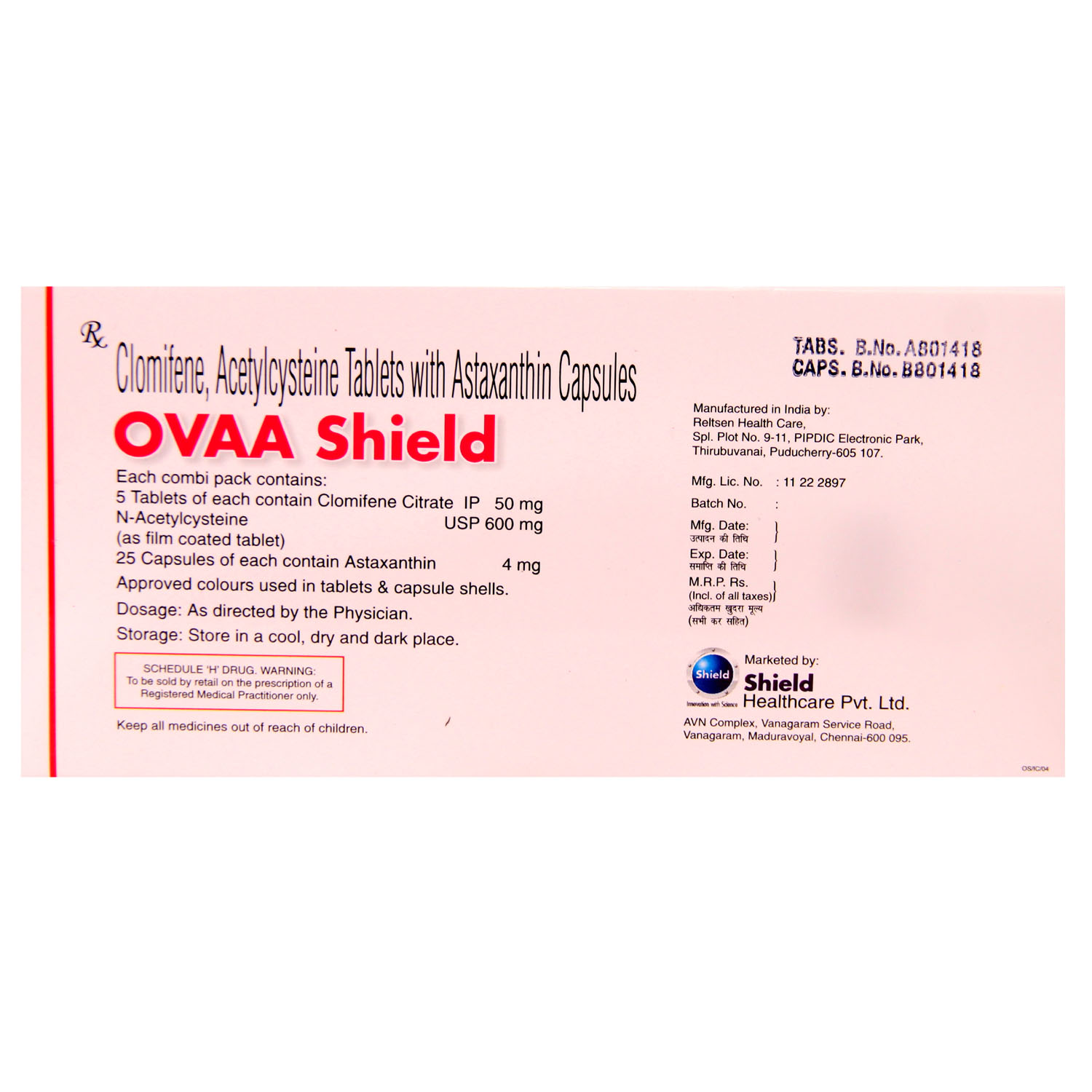 Ovaa Shield Combi Pack Kit, Pack of 30 CAPSULES Ovaa Shield Combi Pack Kit, Pack of 30 CAPSULES