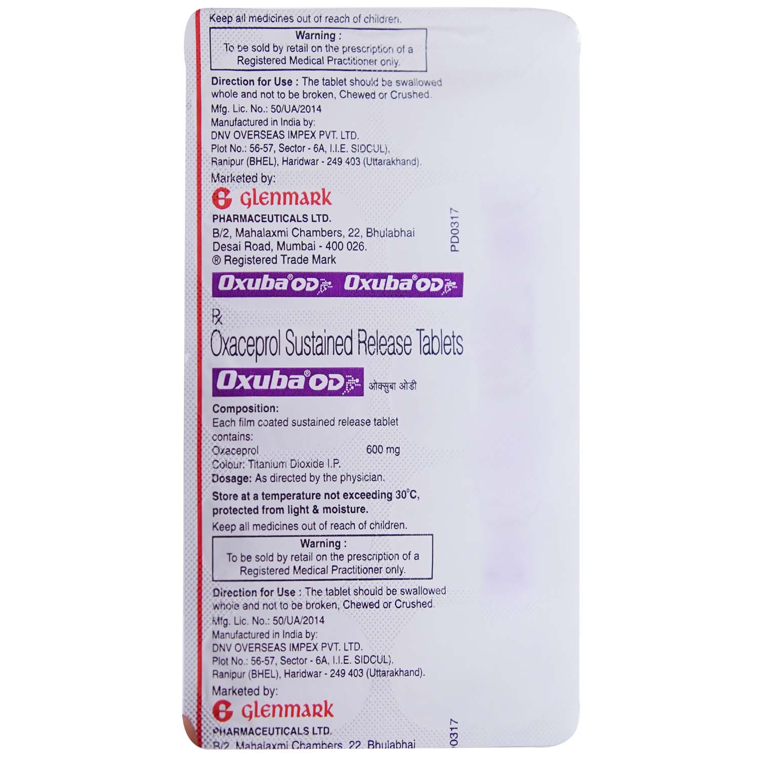 Oxuba OD Tablet 10's, Pack of 10 TABLETS Oxuba OD Tablet 10's, Pack of 10 TABLETS