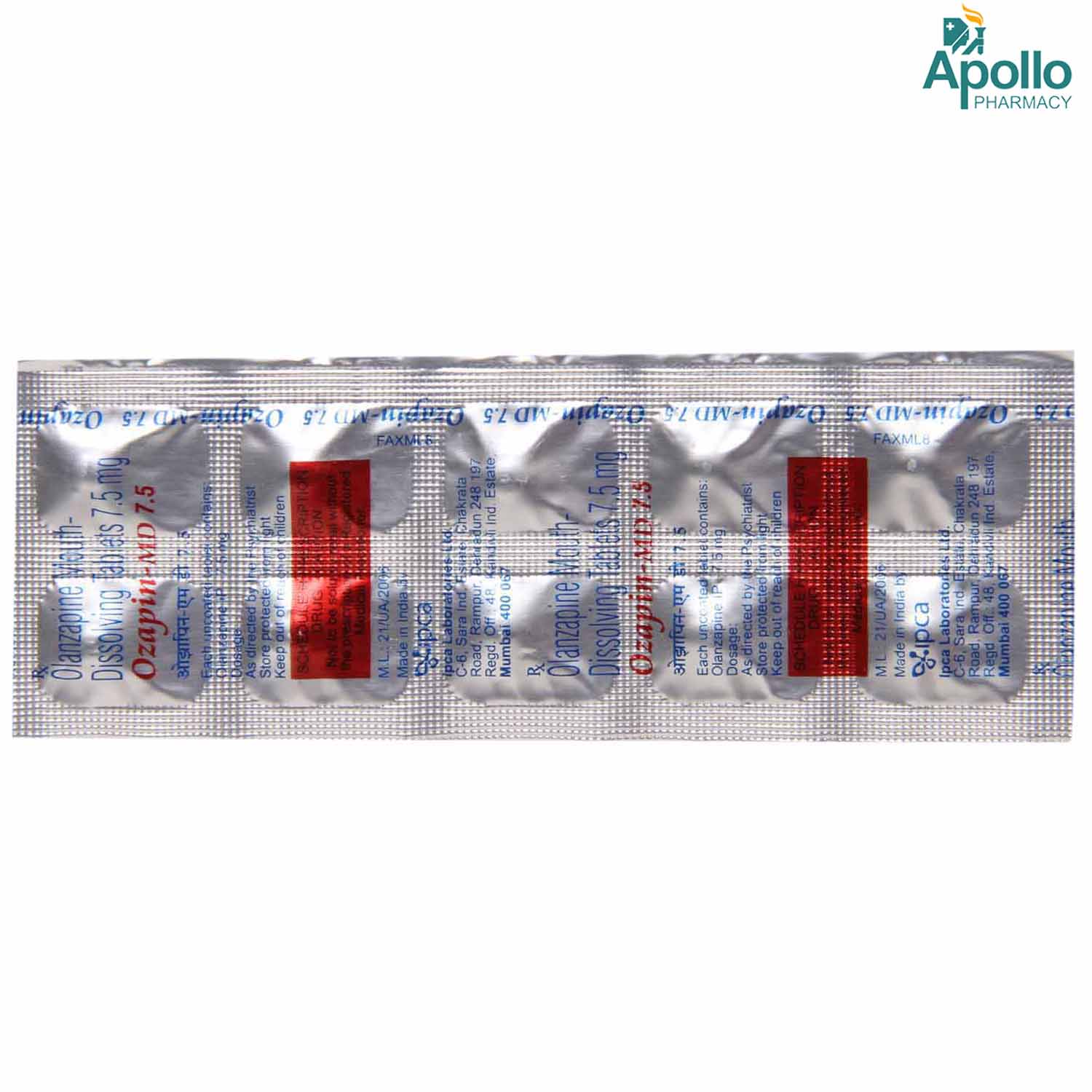 Ozapin MD 7.5 Tablet 10's, Pack of 10 TabletS Ozapin MD 7.5 Tablet 10's, Pack of 10 TabletS