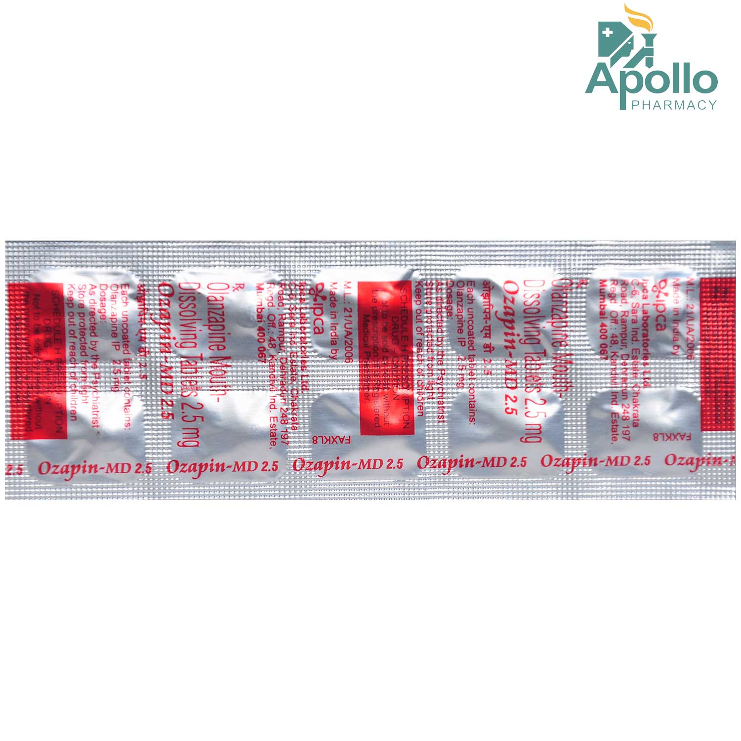 Ozapin-MD 2.5 Tablet 10's, Pack of 10 TABLETS Ozapin-MD 2.5 Tablet 10's, Pack of 10 TABLETS