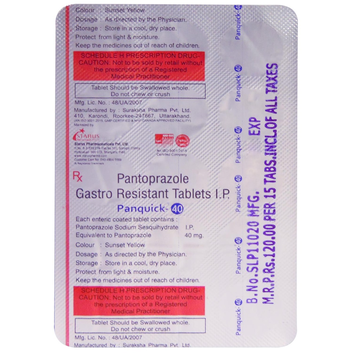 Panquick 40 mg Tablet 15's, Pack of 15 TabletS Panquick 40 mg Tablet 15's, Pack of 15 TabletS
