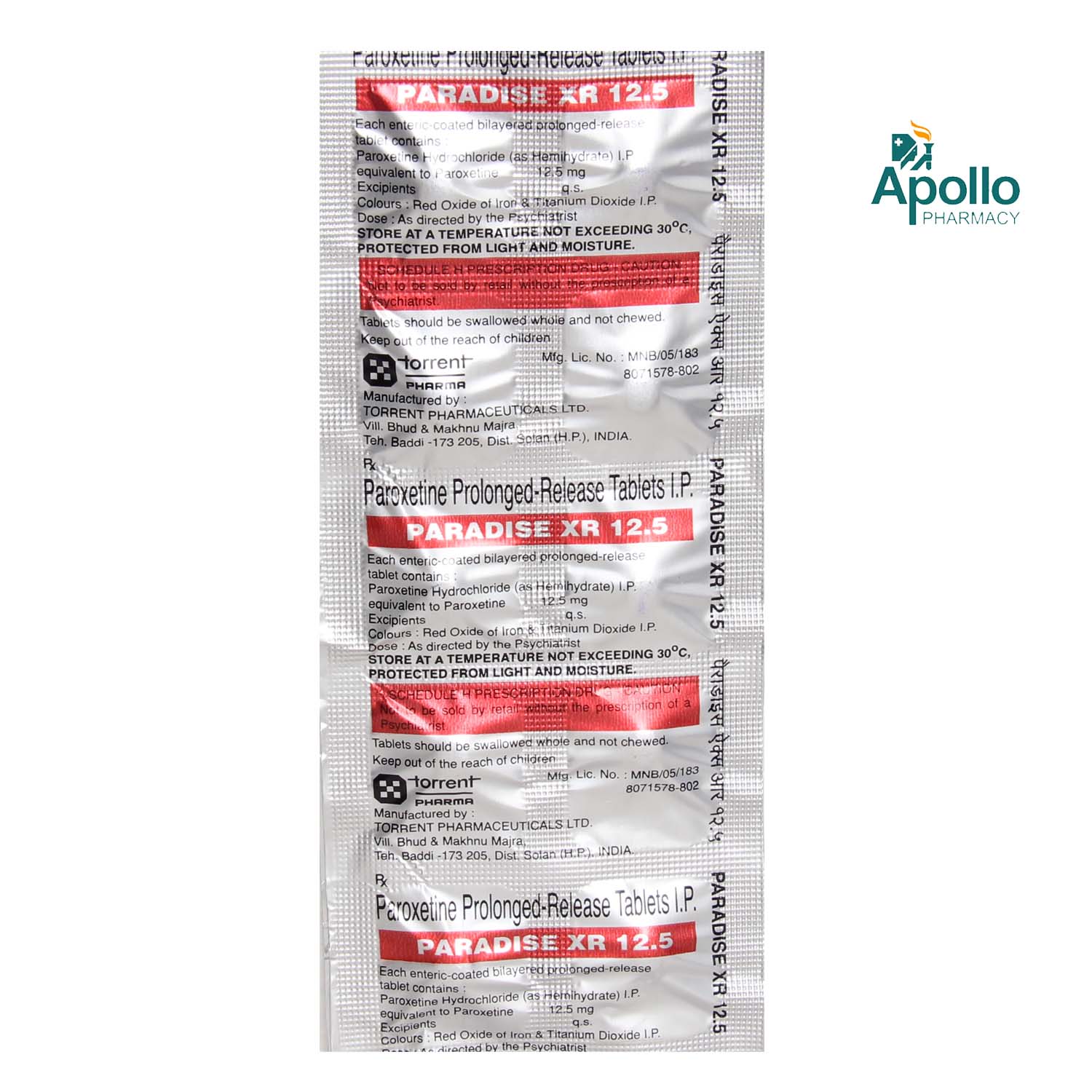 Paradise XR 12.5 Tablet, Pack of 10 TABLETS Paradise XR 12.5 Tablet, Pack of 10 TABLETS