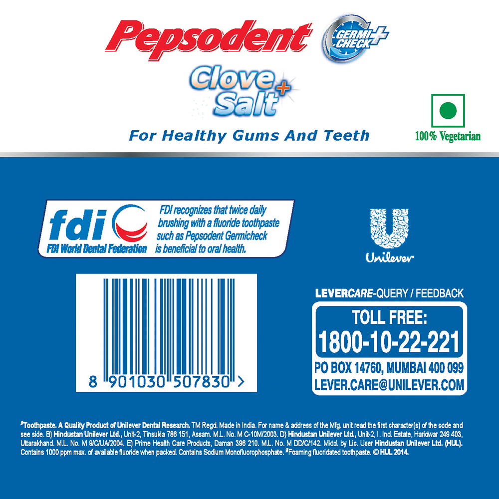 Pepsodent Germi Check+ Clove & Salt Toothpaste, 100 gm, Pack of 1 Pepsodent Germi Check+ Clove & Salt Toothpaste, 100 gm, Pack of 1