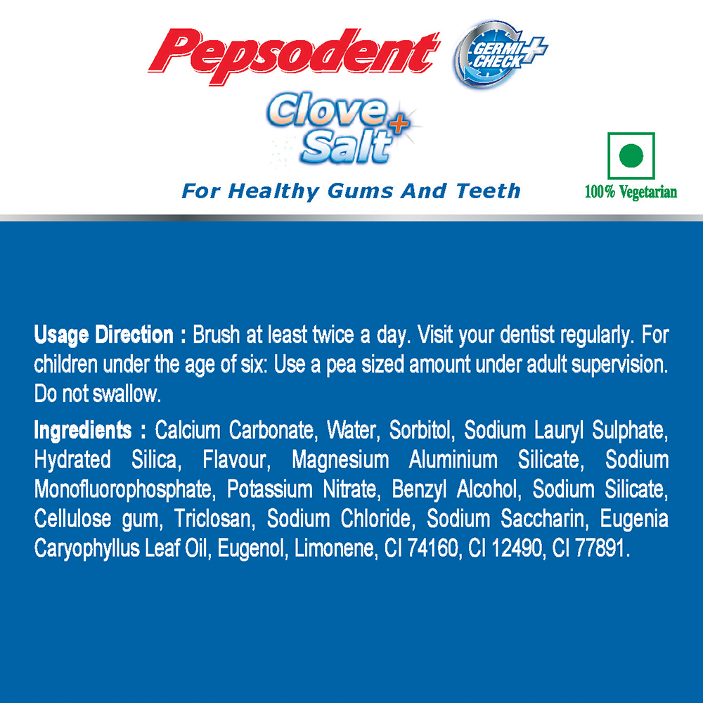 Pepsodent Germi Check+ Clove & Salt Toothpaste, 100 gm, Pack of 1 Pepsodent Germi Check+ Clove & Salt Toothpaste, 100 gm, Pack of 1