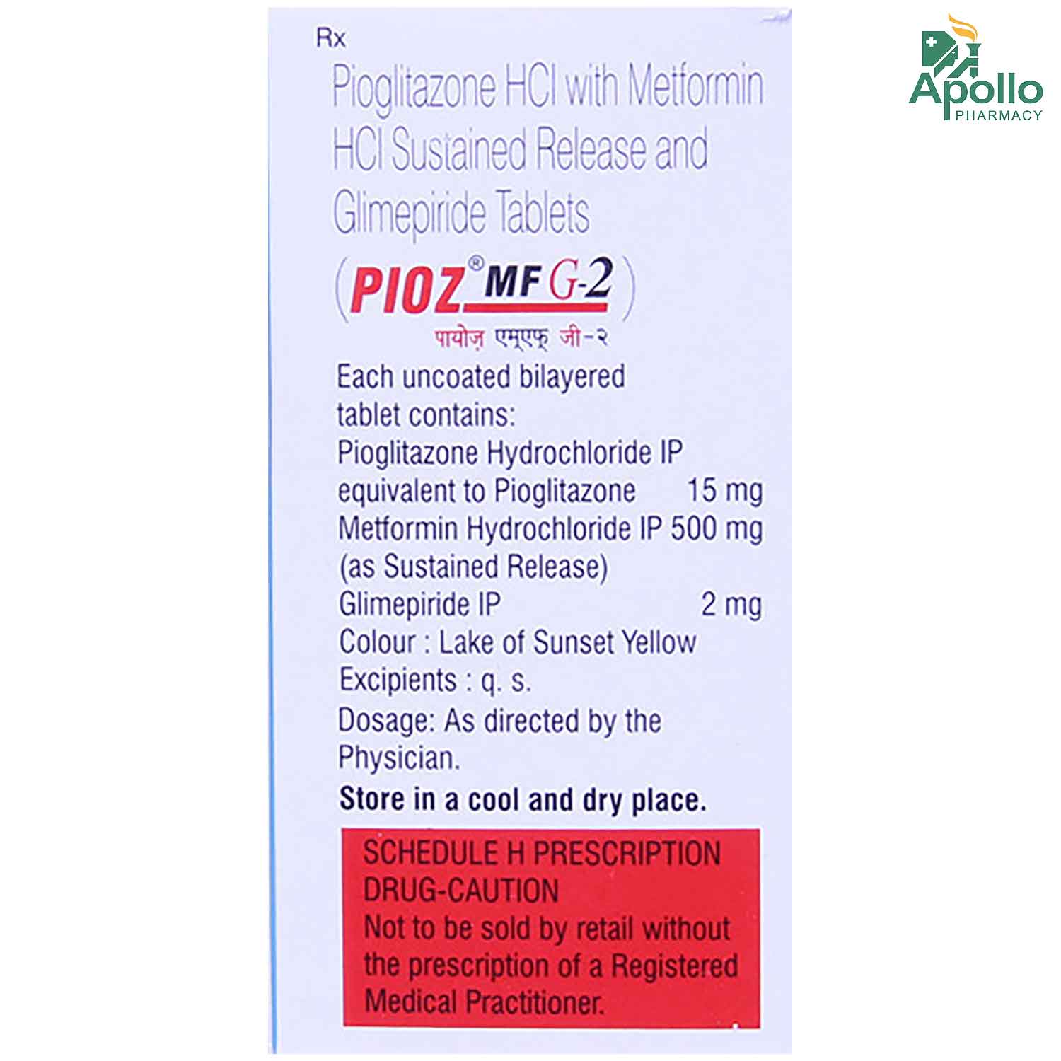 Pioz MF G 2 Tablet 10's, Pack of 10 TABLETS Pioz MF G 2 Tablet 10's, Pack of 10 TABLETS