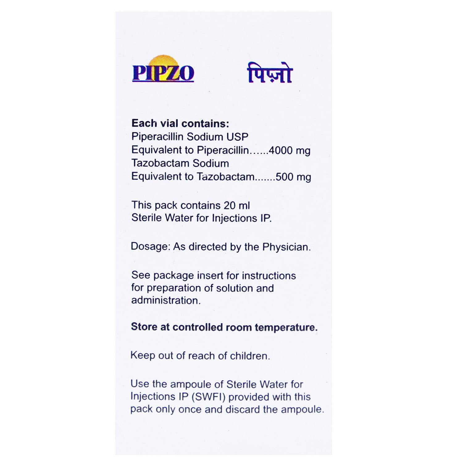 Pipzo 4.5 gm Injection 1's, Pack of 1 INJECTION Pipzo 4.5 gm Injection 1's, Pack of 1 INJECTION