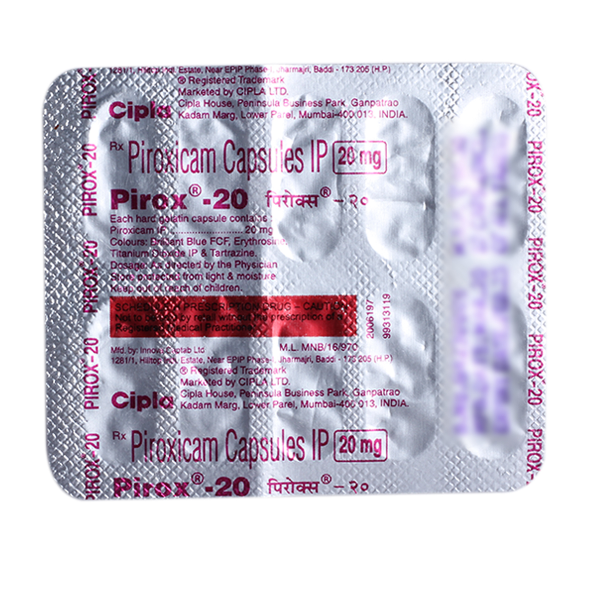 PIROX CAPSULE 20MG, Pack of 10 CAPSULES PIROX CAPSULE 20MG, Pack of 10 CAPSULES